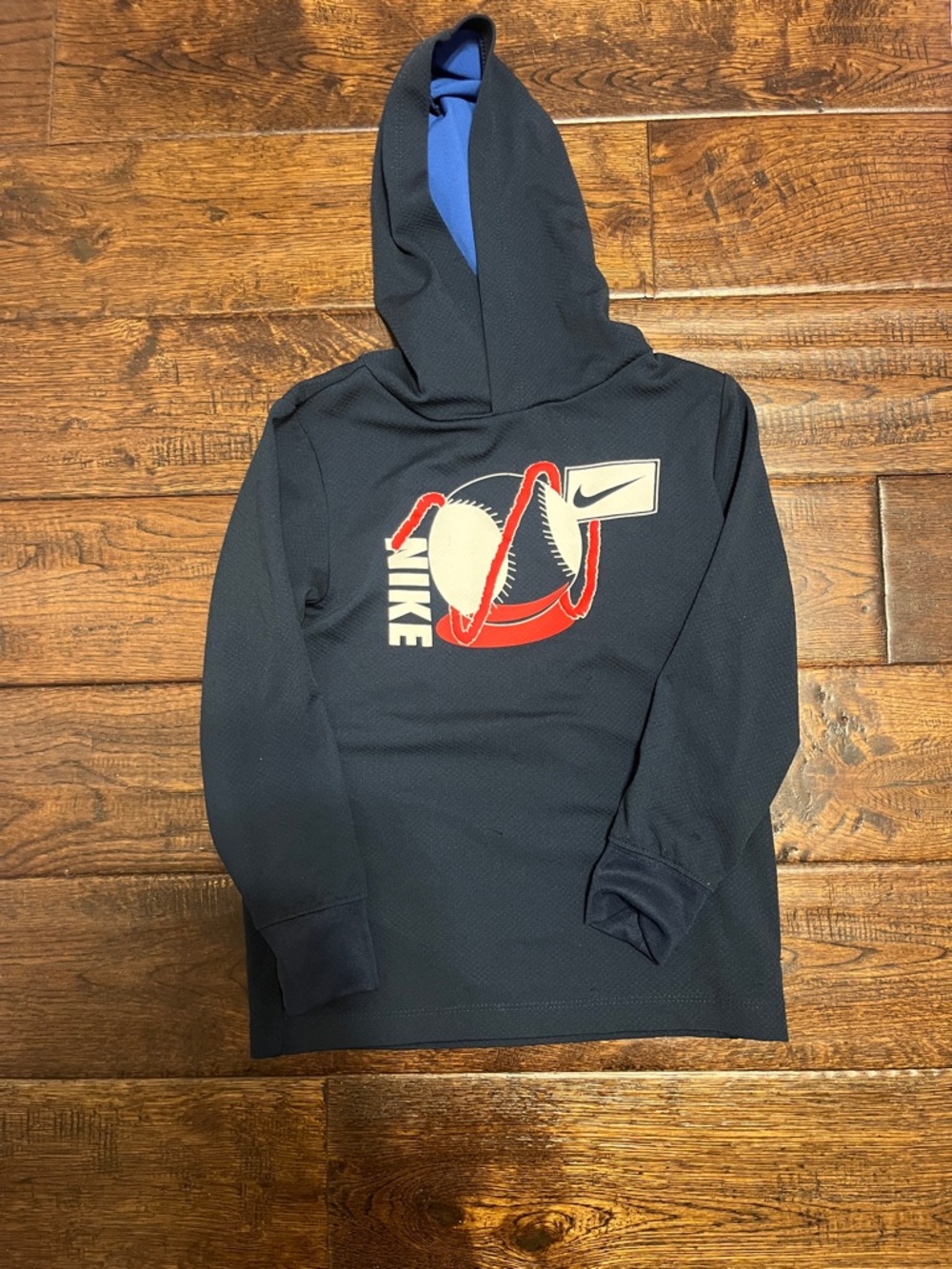 Nike Boys' Black Hooded Sweatshirt with Red & White Graphic